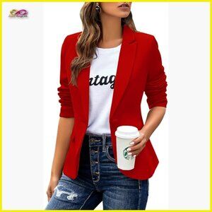 Classic Slim Blazer Lapel Button Work Office Jacket Long Sleeve Chic